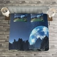 thumbnail image 3 of Ambesonne Fantasy Quilted Bedspread Set 3 Pcs, Earth from Alien Shores, King Size, Dark Blue Jade Green, 3 of 3