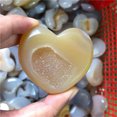 thumbnail image 3 of Artesanías de cristal con forma de corazón tallado a mano natural, cristales curativos espirituales, geoda de ágata drusa para decoración del hogar, 3 of 5