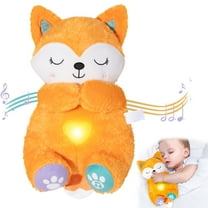 Stuffed Anxiety Relief Breathing Fox for Kids, Soothing Fox Bear with Music Lights Rhythmic Breathing Motion for Toddlers Gifts