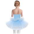 thumbnail image 2 of YiZYiF Camisole à Sequins pour Filles Cygne Lac Ballet Danse Justaucorps Robe Tutu avec Couvre-Chef Princesse Bleu 150, 2 of 7