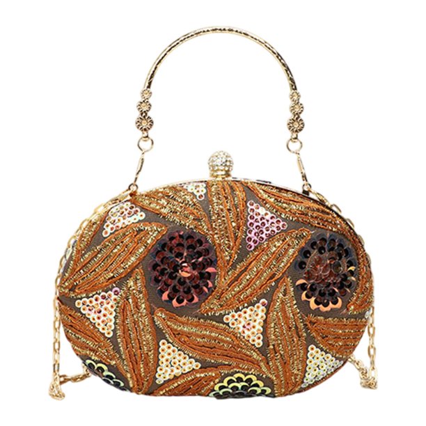 Mujer embrague de bolso portátil de estilo chino satchel bolso de noche elegante Marrón