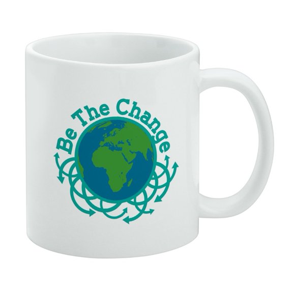 Be The Change Earth Inspirational White Mug
