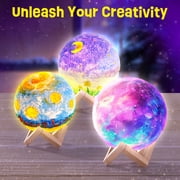 Paint Your Own Moon Lamp Kit, Cool DIY 3D Space Moon Night Light, Art Supplies, Arts and Crafts for Kids, Toys Girls Boy Birthday Gift Ages 3 4 5 6 7 8 9 10 11 12+