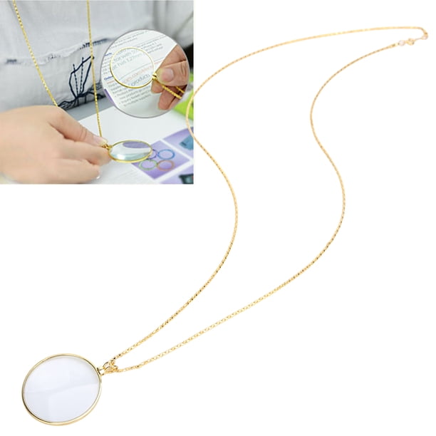 Lupa, Lupa de Aleación de 5x para Personas Mayores Collar de Ni?os Lupa de Lectura Portátil Lupa Colgante Lente de Lupa Grande con Cadena Ayudas de Lectura Lupas(oro) Ecomeon no