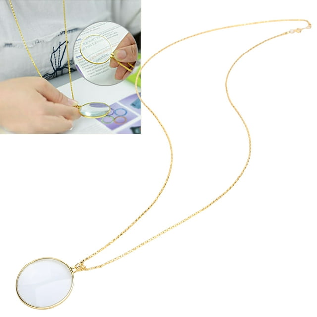 Lupa, Lupa de Aleación de 5x para Personas Mayores Collar de Ni?os Lupa de Lectura Portátil Lupa Colgante Lente de Lupa Grande con Cadena Ayudas de Lectura Lupas(oro) Ecomeon no