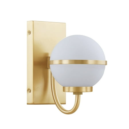 

Aspen Creative 62309 Bathroom Vanity 1 Lights Fixture 5-3/8 W x 9-1/8 H x 7-1/8 E Warm Brass Finish Bulb Not Included