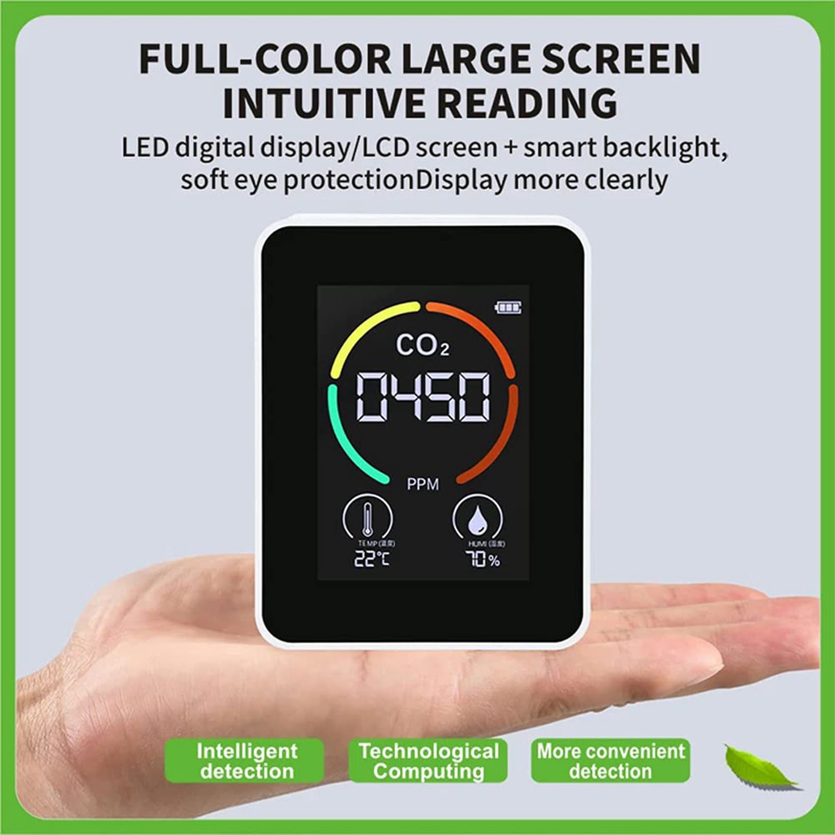 2X Temperature & Humidity Meter, Air Quality Monitor, CO2 Detector, Digital Air Pollution Carbon Dioxide Detector