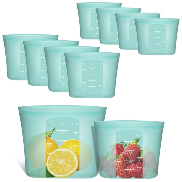 Bolsas reutilizables para almacenar alimentos Annaklin, 100% silicona, paquete de 8