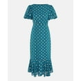 thumbnail image 4 of Teal Chiffon Foil Puff Sleeve Midi Dress, 4 of 5