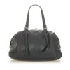 Pre-Owned Bottega Veneta Intrecciato Shoulder Bag Calf Leather Black