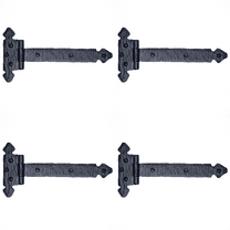 4 Pack 6 inch Decorative Hinges Black Gate Hinges Wrought Iron Hinges Flush Mount Western Style Hinges Gate Hardware Cast Iron Strap Hinge The Jamestown Series by Borderland Rustic Hardware