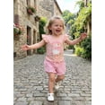 thumbnail image 4 of BemeyourBBs Toddler Baby Girl Silly Goose Outfit Cute Infant Baby Girl Summer Clothes Fly Sleeve Goose Print T-shirt with Plaid Shorts Set Toddler Girls Summer 2-piece Outfit, 4 of 9