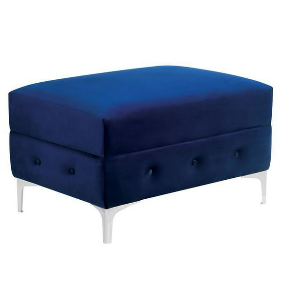 Furniture of America Marti Transitional Fabric Tufted Ottoman in Navy