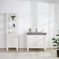 thumbnail image 2 of Leon 36" Bathroom Vanity in Fir Wood White with Reticulated Grey Composite top, 2 of 14