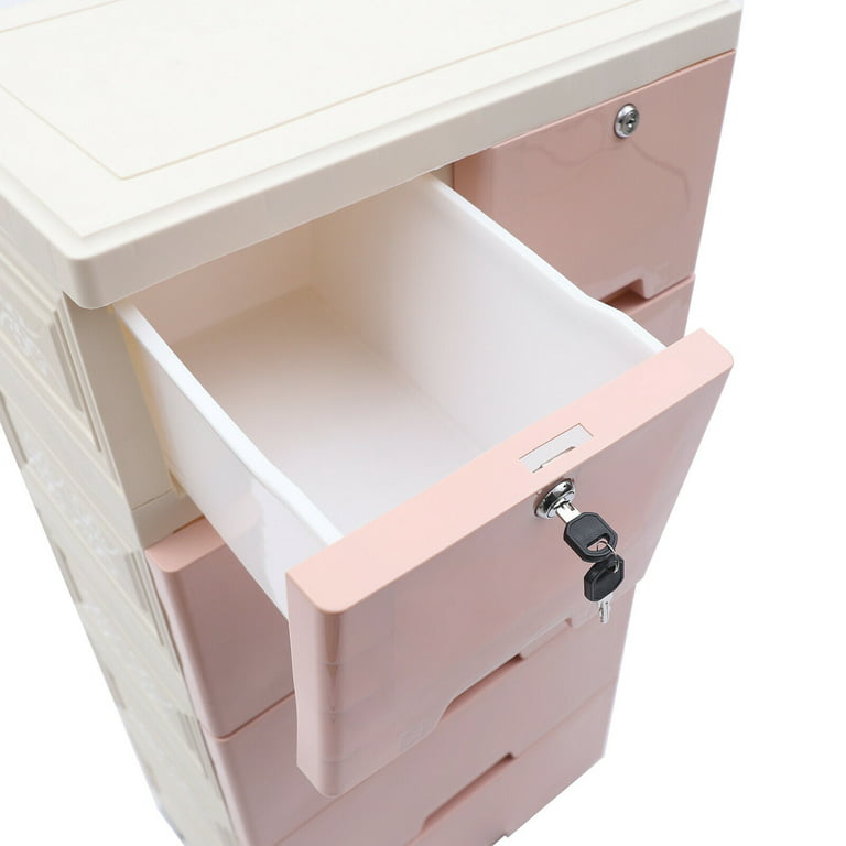 6 Drawer Plastic Drawers Dresser Storage Cabinet with 4 Large Drawers and  Top 2 Small Cabinets Locker(with Keys),Closet Drawers Tall Dresser  Organizer