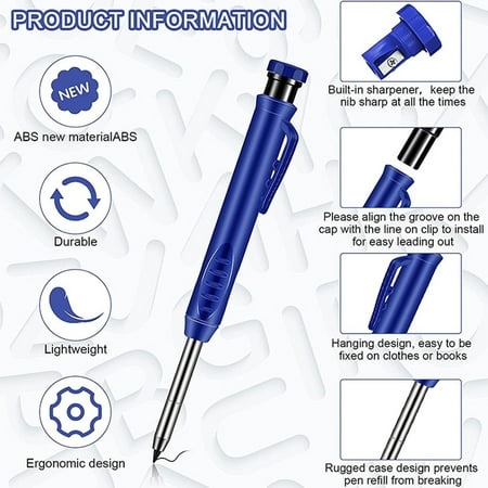 

BAMILL Solid Carpenter Pencil Set with Built-in Sharpener Deep Hole Mechanical Pencil