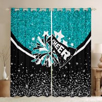 Manfei Cheer Team Black Out Curtains for Teens Girls,Bling Crystal Glitter Curtains Pack of 2 (42x63 Each),Girly Dreamy Dance Bedroom Curtains,Super Cozy Room Decor