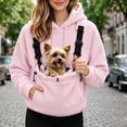 thumbnail image 6 of Eryao Hoodie with Pouch for Pet Women Winter Fuzzy Fleece Animal Carrier Hoodies with Adjustable Strap Kangaroo Pocket Warm Plus Size Pullover Sweatshirts for Small Dog Cat Holder Pink,XXL, 6 of 9