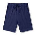 thumbnail image 5 of Men's Linen Elastic Waist Lounge Shorts Solid Beach Golf Shorts with Pockets Casual Drawstring Summer Shorts Navy, 5 of 8