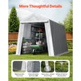 thumbnail image 7 of Outdoor Storage Shed, 7 x 12 ft Portable Storage Tent with Roll-up Door & Vents, Waterproof Canopy Shed Shelter, Heavy Duty Frame, Patio Garage Carport for Motorcycle, Lawn Mower, Bike, Grey, 7 of 7