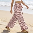 thumbnail image 3 of Womens Summer Casual Striped Pants Loose Wide Leg Lounge Pants Elastic Waist Palazzo Trousers with Pockets, 3 of 5