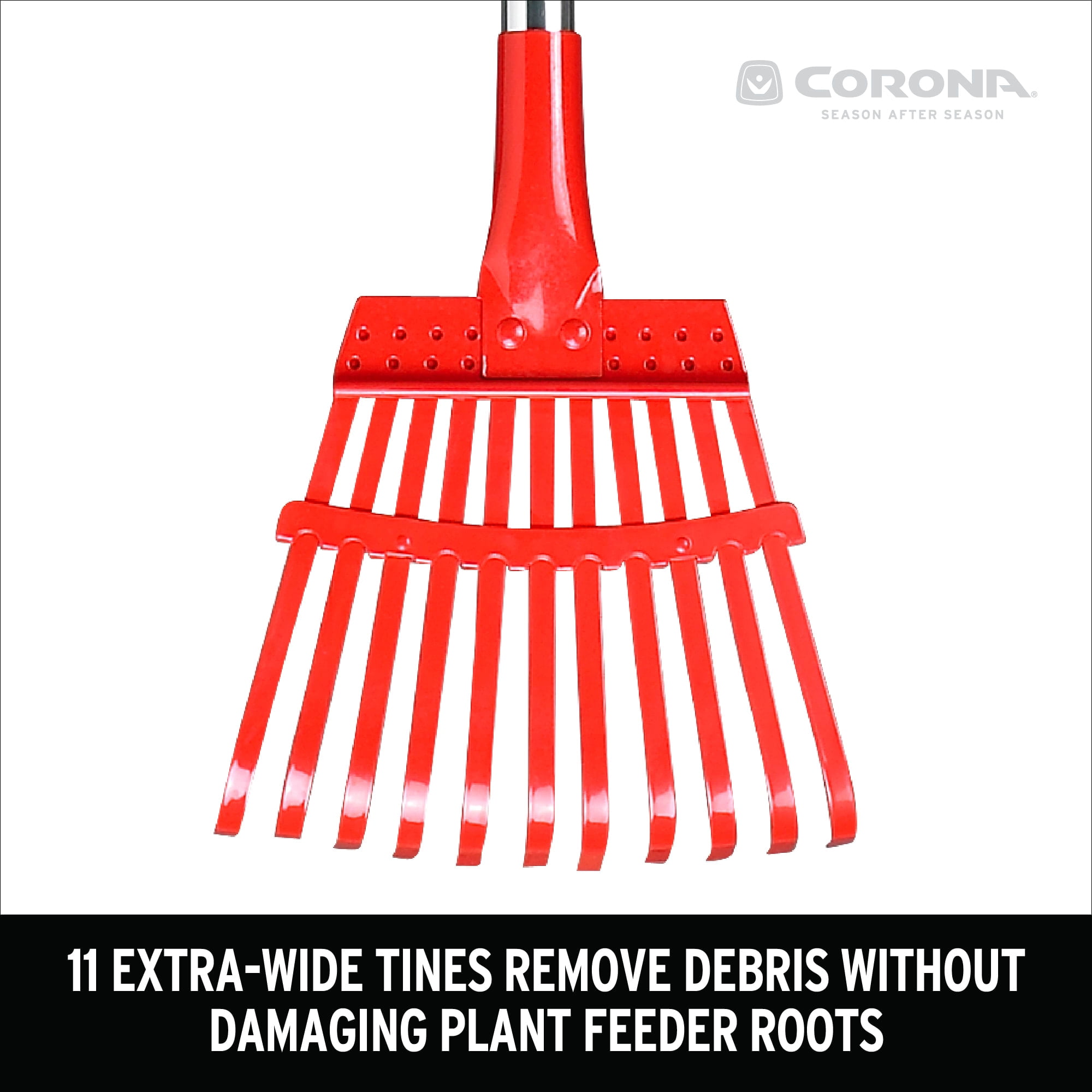 Corona Aluminum Handle, Steel Head Fixed Tine Shrub Rake - 8", 11 Tines