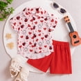 thumbnail image 5 of JAJAHO Toddler Boys 2 Piece Set Gentleman Outfits Short Sleeve Heart Print Button Up Collared Shirts And Shorts Valentine's Day 1-5 Years Trendy Outfit, 5 of 9