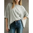 thumbnail image 3 of Summer Tops 2024 Womens Solid T Shirts for Women Loose Shirts Basic Tee, 3 of 6