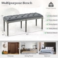 thumbnail image 3 of Costway 47" French Vintage Entryway Bench Upholstered Dining Bench with Rubber Wood Legs Grey, 3 of 9