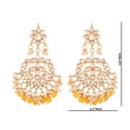 thumbnail image 4 of Efulgenz Indian Jewelry Bollywood Antique Crystal Kundan Beaded Floral Big Dangle Chandelier Earrings Set - Yellow, 4 of 5