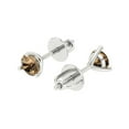 thumbnail image 2 of 14K Solid Gold Screw Back Stud Earrings for Women | 0.5 cttw Round Cut Simulated Champagne Diamond | White Gold, 2 of 5