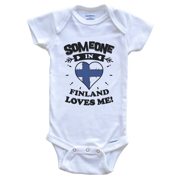 Someone In Finland Loves Me Finnish Flag Heart Baby Bodysuit