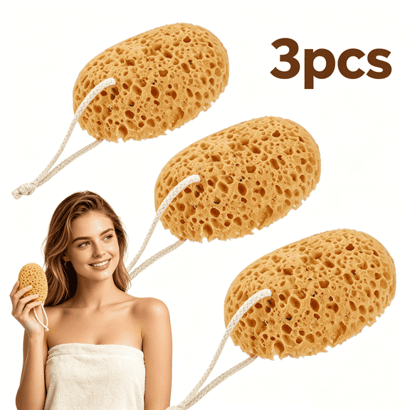 INNHOM 3 Pack Bath Sponge, Soft Exfoliating Shower Sponge for Body, Honeycomb Loofah Sponge with Hanging Rope, Gentle Body Scrubber for All Skin Types