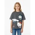 thumbnail image 3 of The Powerpuff Girls x Hello Kitty and Friends Girl’s Boxy Mineral Washed Graphic Crewneck Tee with Short Sleeves, Sizes 4-16, 3 of 8