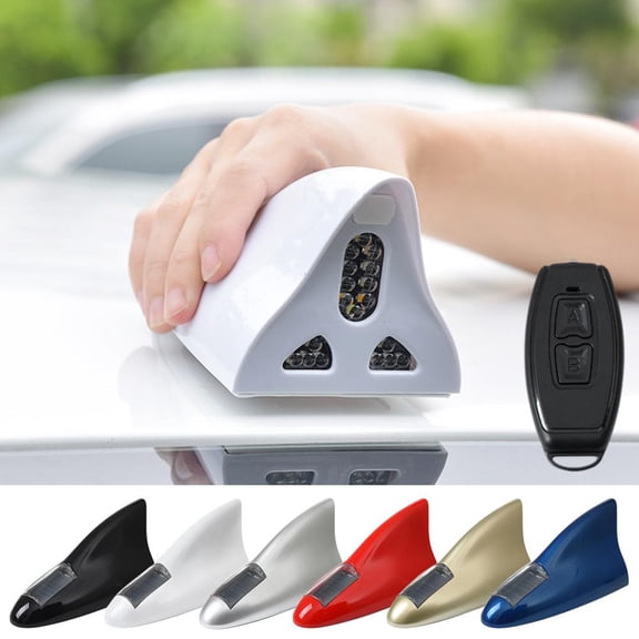QHUDLV Car Solar Shark Fin Antenna,Flashing Light Body Decoration for Vehicles