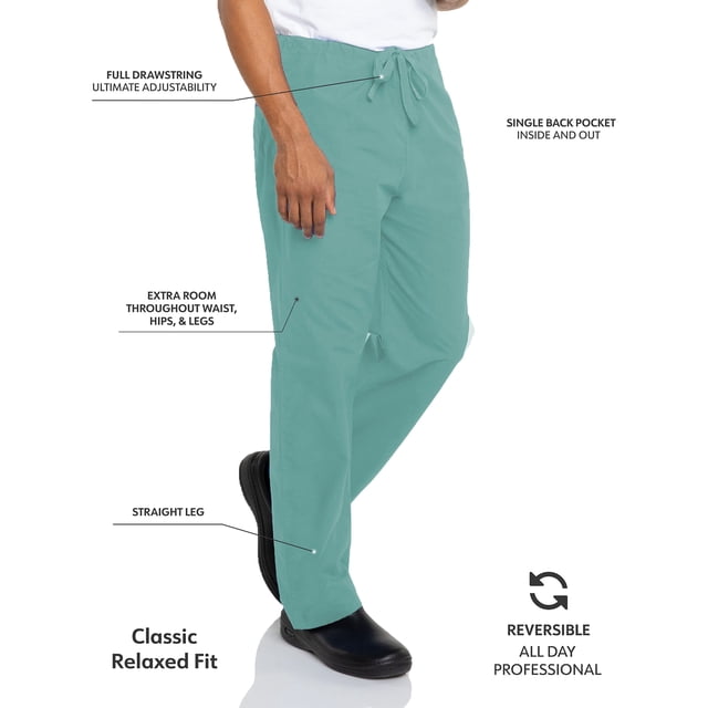 Landau Essentials Reversible Scrub Pants for Men and Women: Unisex, Classic Relaxed Fit, Drawstring Medical Scrubs 7602