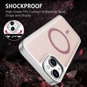 GAOBAO Designed for iPhone 15 Plus Case, Magnetic Drop Resistant Glitter Full Camera Protection for iPhone 15 Plus 6.7”, Pink