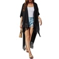 thumbnail image 1 of Traje de Baño Kimono Cárdigan de Protección Solar Largo de Manga Corta Suelta con Borla para Mujeres Vacacion El 110x95cm Baoblaze  Rebeca de verano, 1 of 8