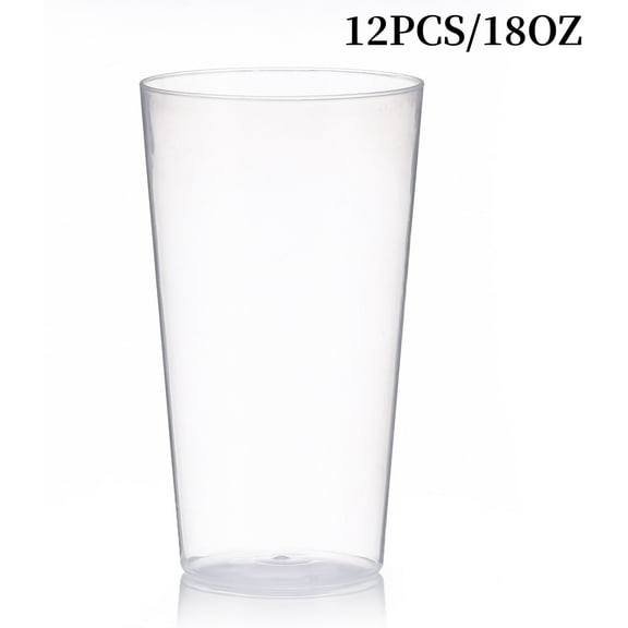 Trianu 12Pcs Clear Plastic Tumblers, 18oz Plastic Drinking Glasses, Drinking Cups for Kitchen, Plastic Glasses Cup Set, BPA Free