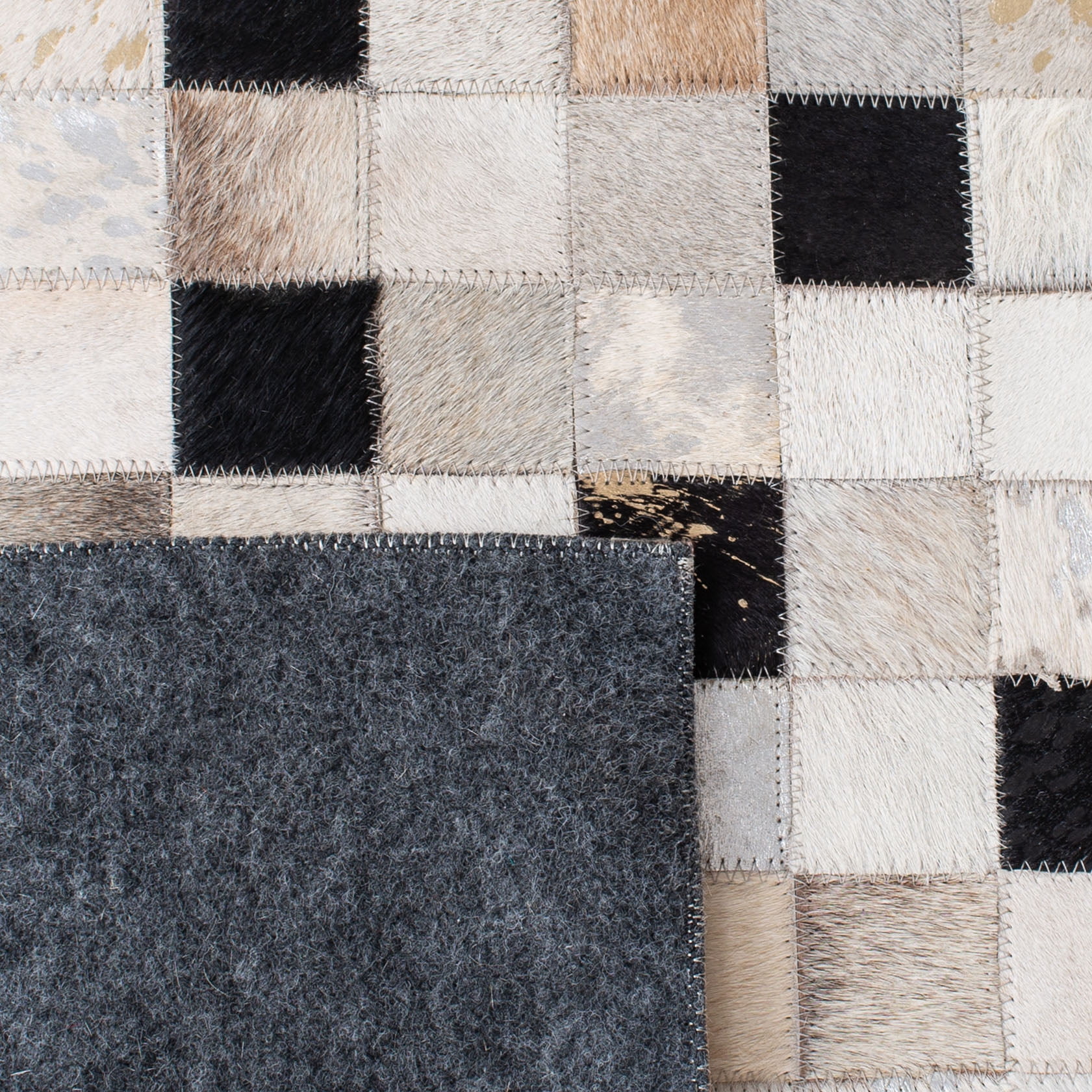 SAFAVIEH Studio Leather Ellison Geometric Area Rug, Ivory/Black, 8' x 10'