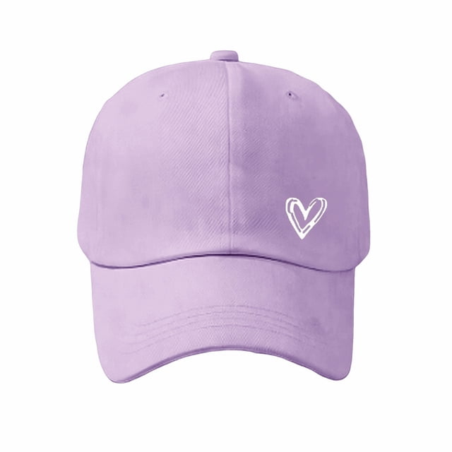 Heart Embroidered Baseball Cap,Distressed Adjustable Hat,Casual Unisex Dad Cap,Exquisite Heart Embroidered Baseball Cap Vintage Distressed Washed Adjustable Comfortable Fit Peaked Hat,Light Violet