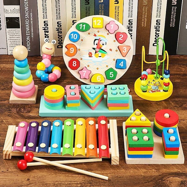 Beberolen Puzzles en bois pour tout-petits Montessori Jouets pour enfants  de 1, 2, 3 ans, puzzle sensoriel pour bébés pour garçons et filles âgés de  2 à 4 ans, cadeau d'apprentissage éducatif