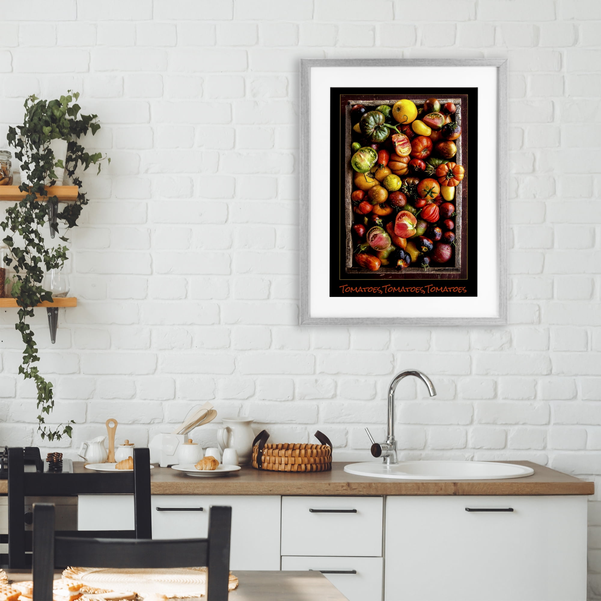 Stupell Industries Ripe & Bountiful Tomato Harvest Gray Framed Print Under Glass, design by Carl Kravats