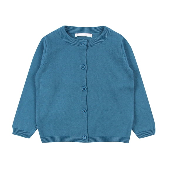 Button Sweater Cardigan Toddler Baby Boys Girls Solid Color Long Sleeve Knit Sweater School Uniforms Light Blue 7