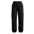 thumbnail image 5 of HAJWOH Cargo Sweatpants for Women Elastic Waist Utility Jogger Pants Outdoor Casual Sweatpant with Pockets Fall Clothes(Black,L), 5 of 6