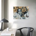 thumbnail image 4 of Creowell Black Women Art African American Wall Art for Bedroom Black Woman Portrait With Earrings Portrait Picture Golden Butterfly Black And White Canvas Print 20x16 in/16x12 in, 4 of 6