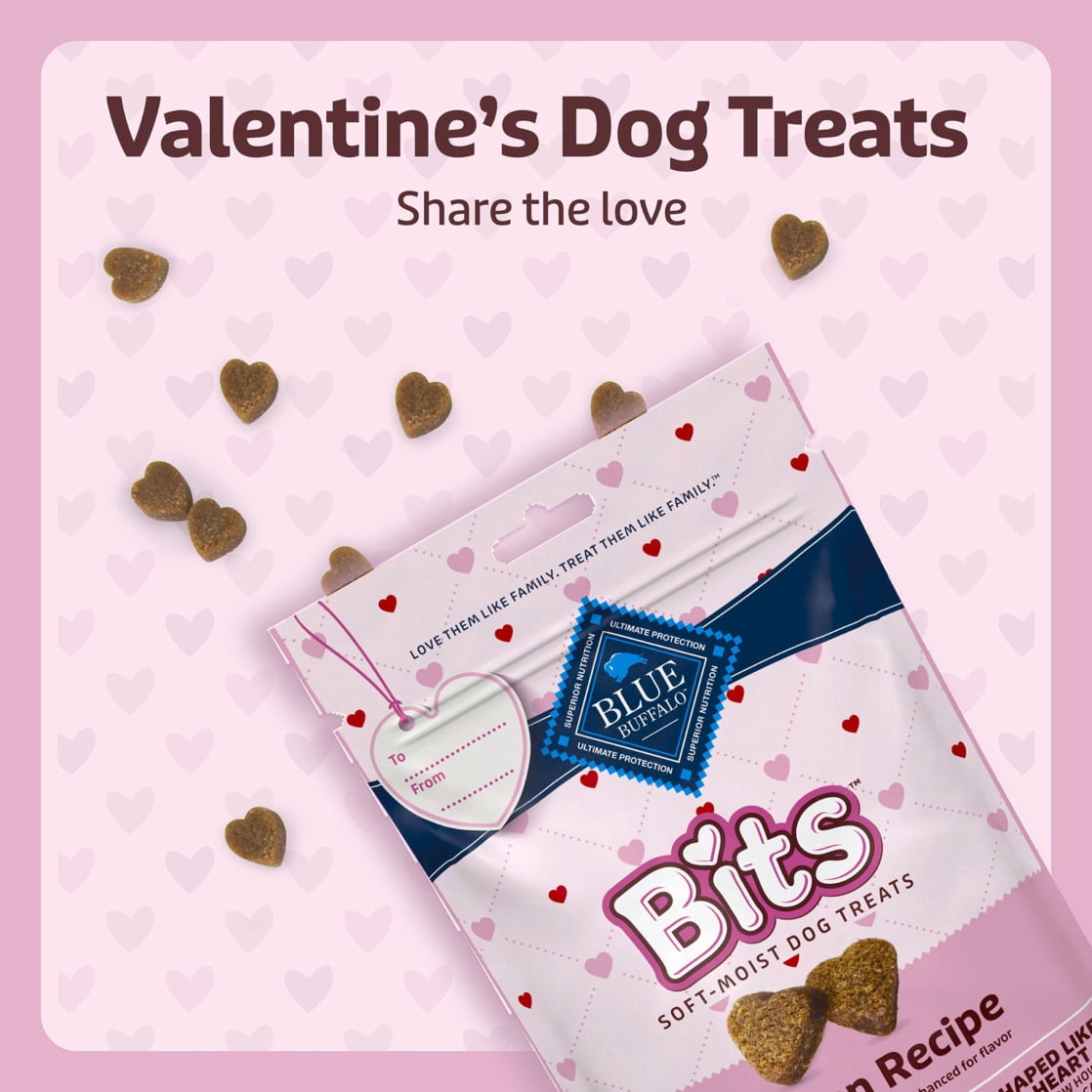 Blue Buffalo Bits Valentine Soft Dog Treats for Training, Chicken Recipe, Enhanced with DHA, 4.5oz Bag