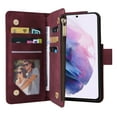 thumbnail image 5 of for Samsung Galaxy S22 Case Wallet with Card Slots, Premium Soft PU Leather Zipper Folio Flip with Wrist Strap Kickstand Protective Phone Cover for S22 Handbag Wallet Case, Winered, 5 of 8