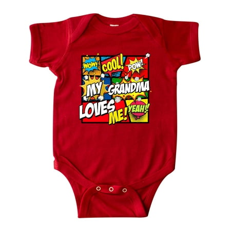 

Inktastic My Grandma Loves Me Superhero Gift Baby Boy or Baby Girl Bodysuit