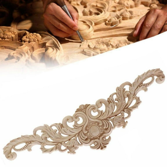 FurNest Wood Carved Corner Onlay Applique Unpainted Frame Decal Furn Q3I4 γν ж